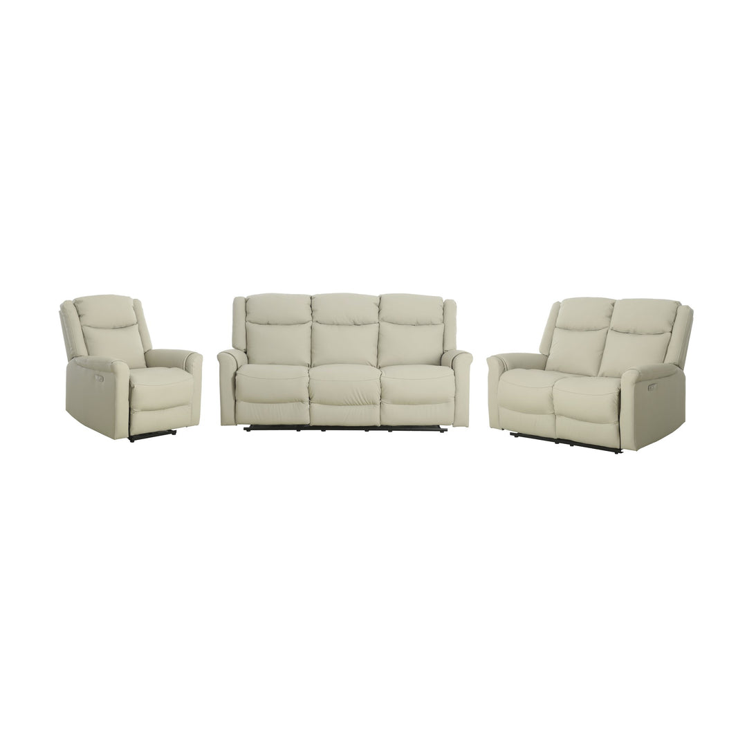 Texas sofagruppe i lattefarget skinn med recliner