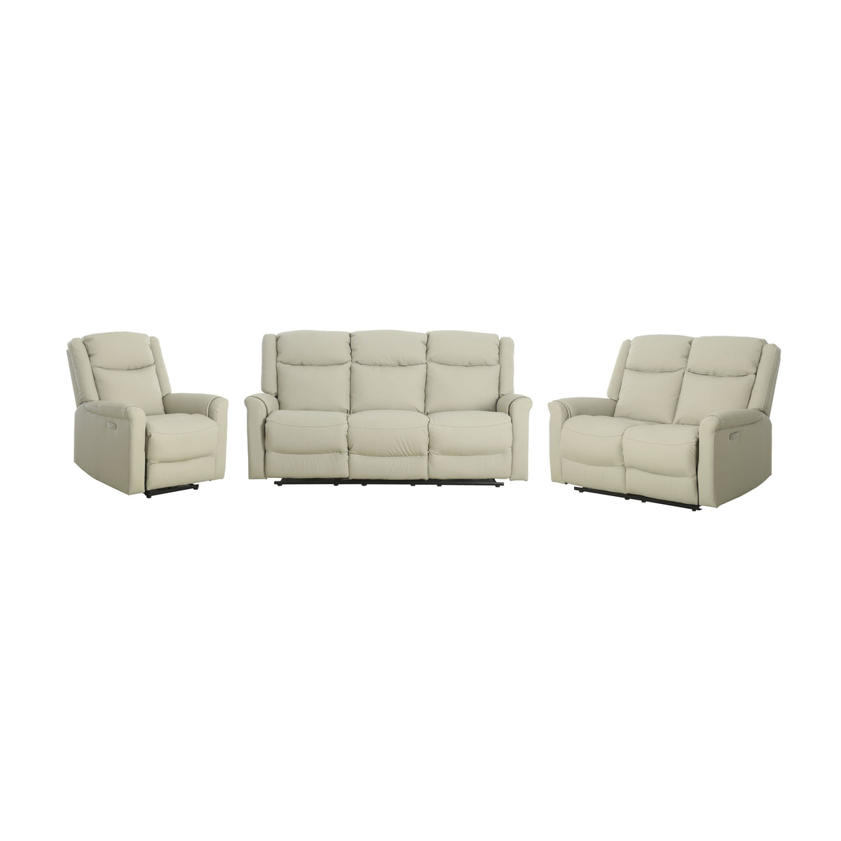 Texas sofagruppe i lattefarget skinn med recliner