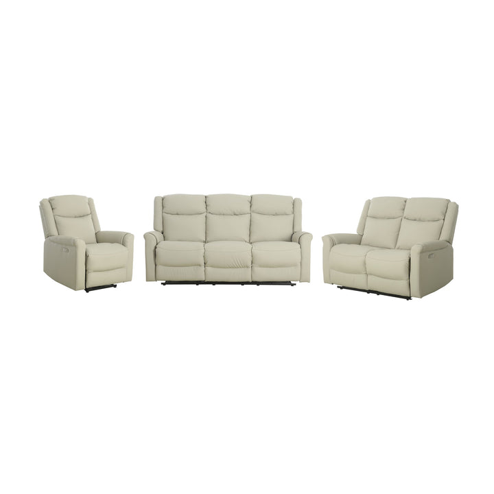 Texas sofagruppe i lattefarget skinn med recliner