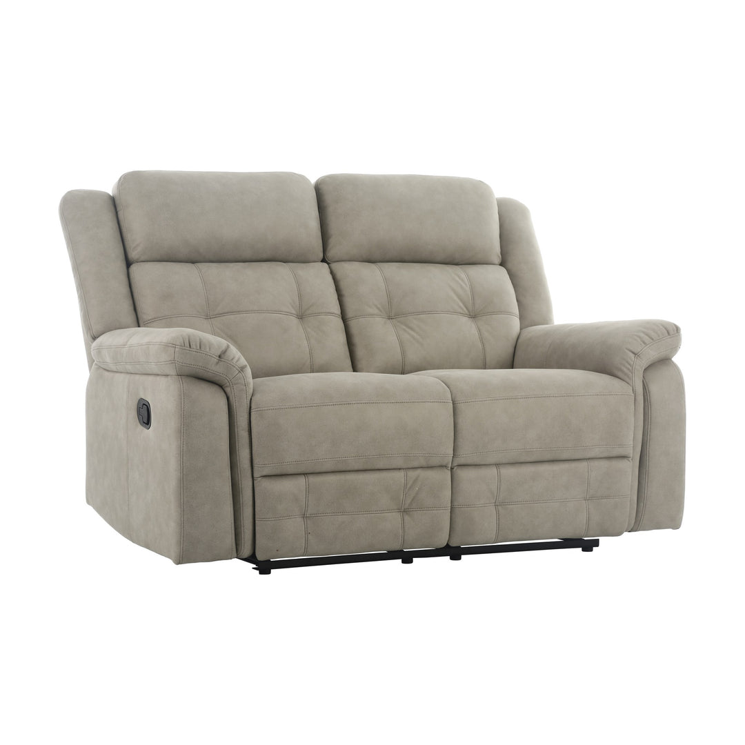 Minnesota sofa i sandfarget stoff med recliner