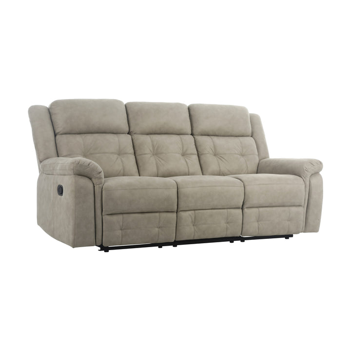 Minnesota sofa i sandfarget stoff med recliner