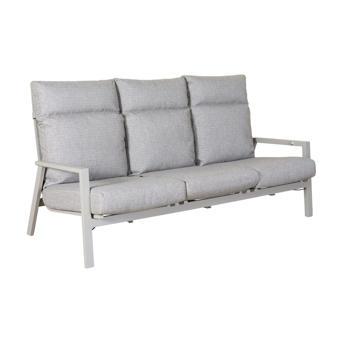 Palau utesofa i hvit aluminium med beige puter, 3-seter