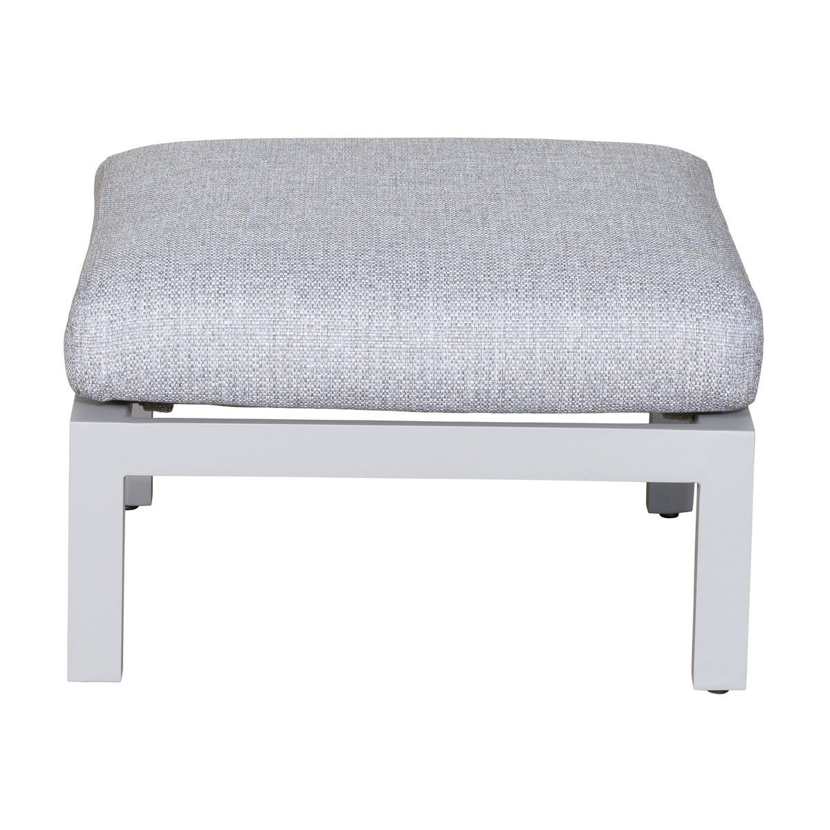 Palau fotskammel i hvit aluminium med beige puter