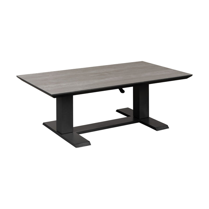 Manchester sofabord med grå keramisk plate og svart understell, justerbar høyde