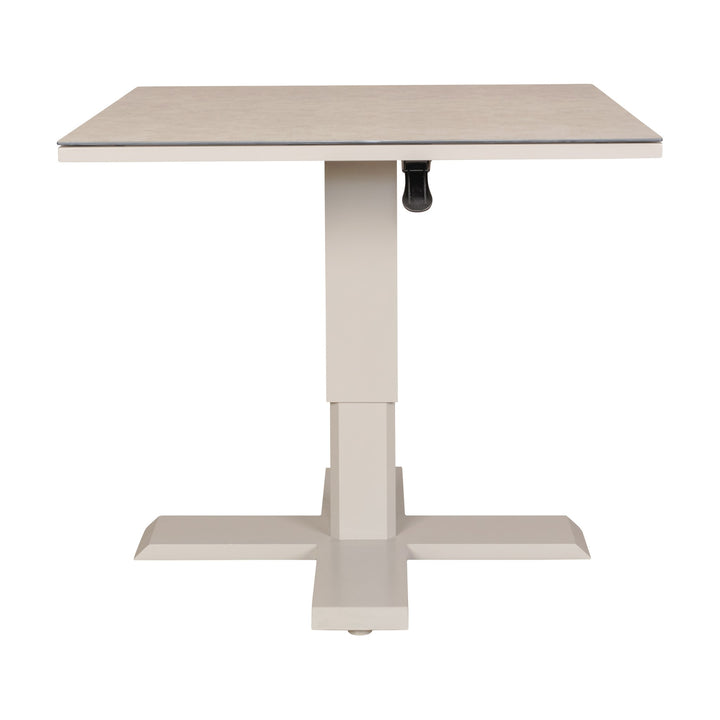 Lugano sofabord i gråbeige aluminium med lys keramikkplate, sett fra siden