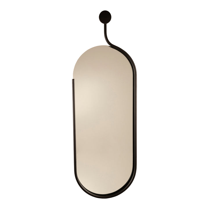 Speil Ovalt Med Knagg, sort ramme, 35x100cm