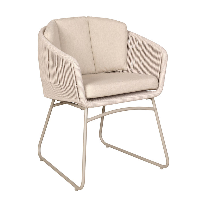 Nantes spisestol i taupe flettet tau med beige pute