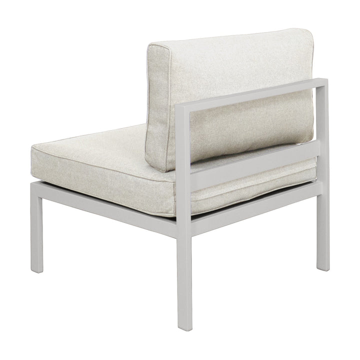 Brafab Leone enkeltmodul med lys grå ramme og beige puter, sett skrått bakfra