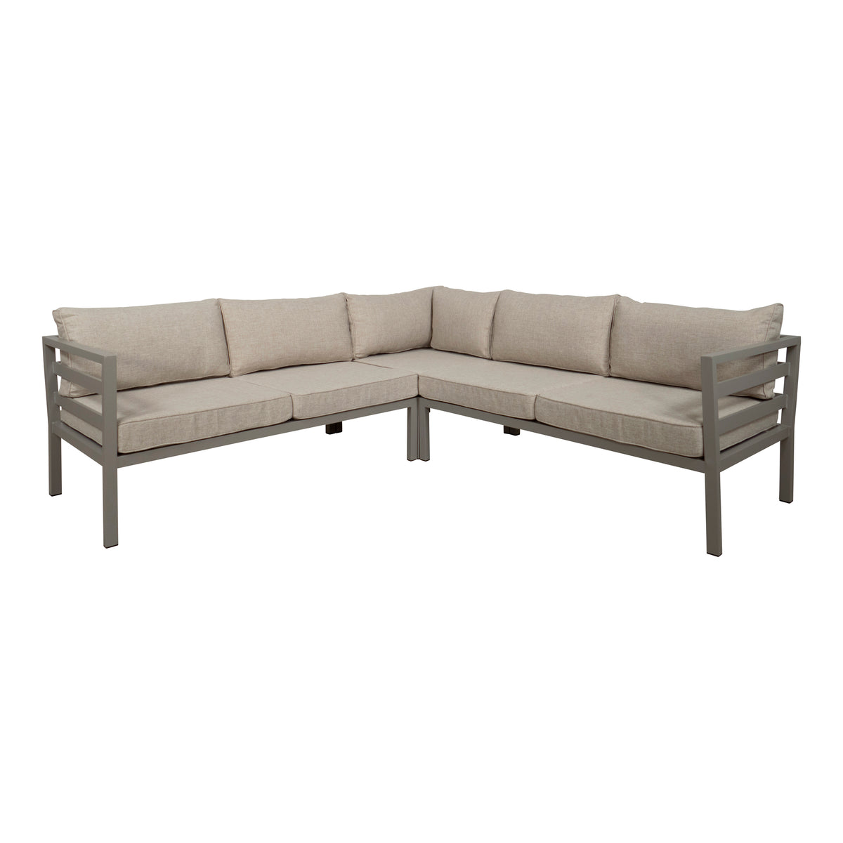 Brafab Weldon utesofa med khakifarget ramme og lyse puter