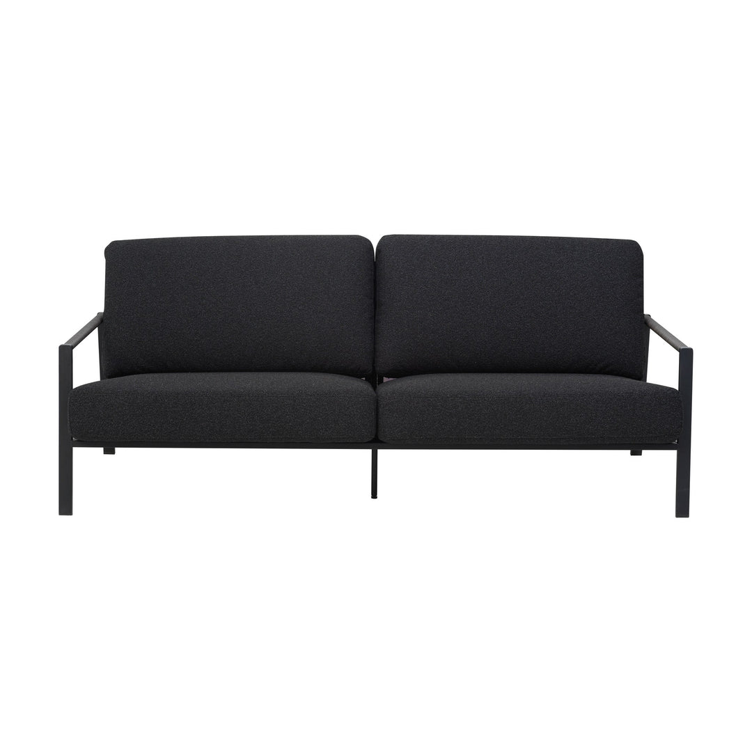 Brafab Lyra utesofa i sort ramme med mørke antrasittputer, sett forfra