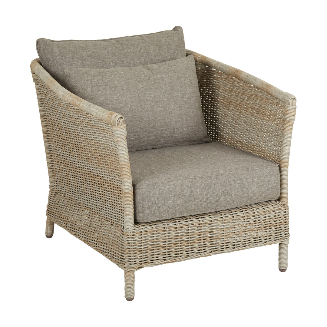 Brafab Aster hagestol i naturfarget kunstrotting med beige pute