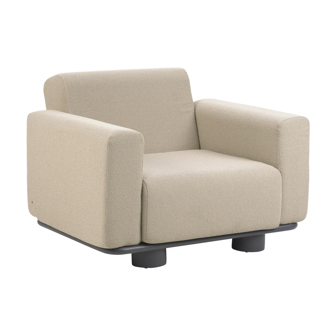 Brafab Bolster lenestol i beige teddystoff med sort sokkel