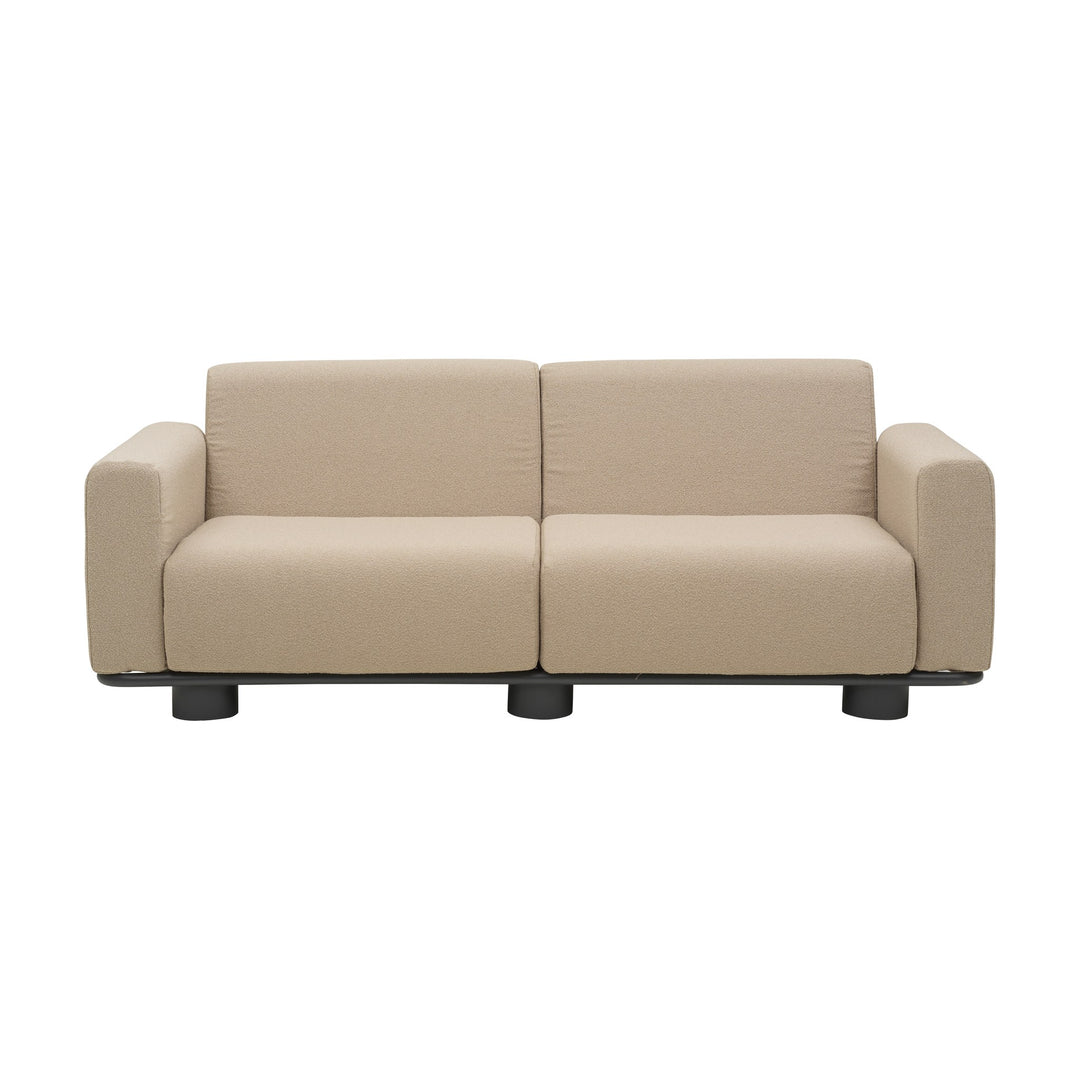 Brafab Bolster sofa i beige bouclé med sorte ben, sett forfra