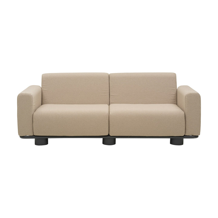 Brafab Bolster sofa i beige bouclé med sorte ben, sett forfra