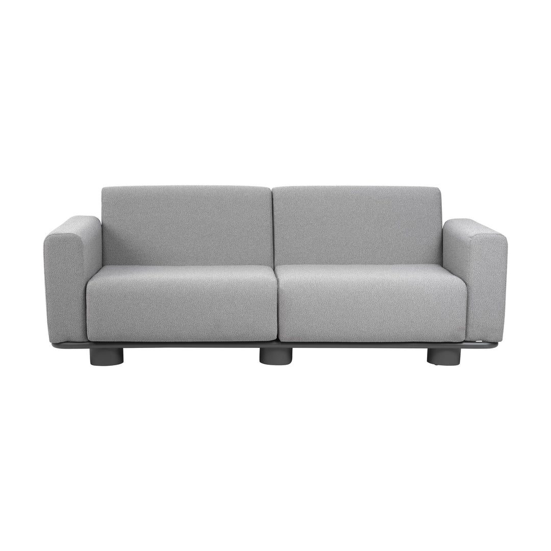 Brafab Bolster sofa i grå bouclé med sorte ben, sett forfra