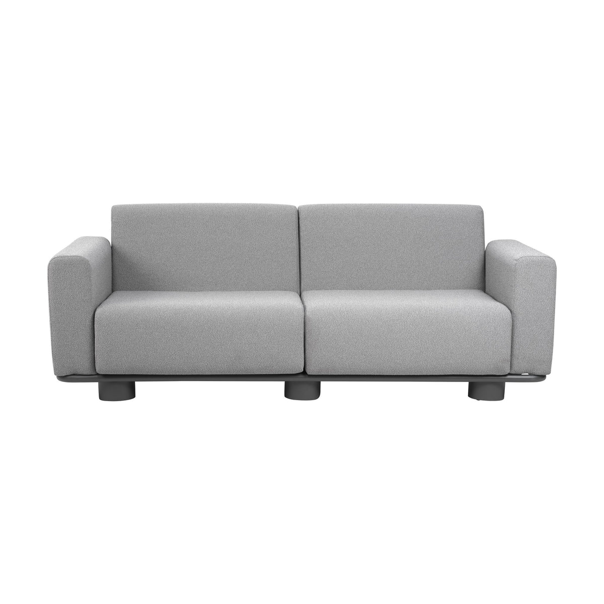 Brafab Bolster sofa i grå bouclé med sorte ben, sett forfra