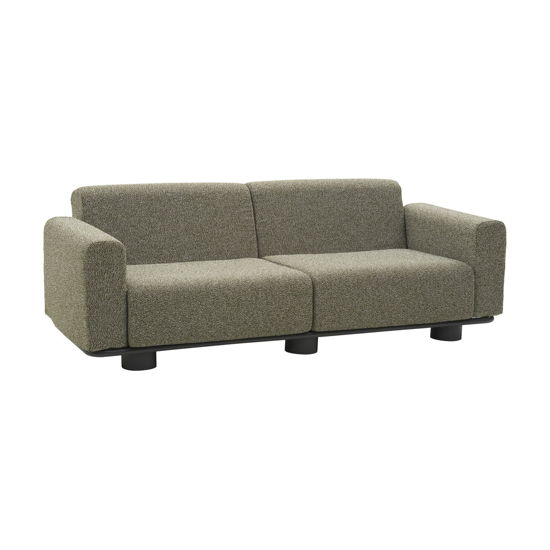 Brafab Bolster sofa i grønnbeige bouclé med sort sokkel
