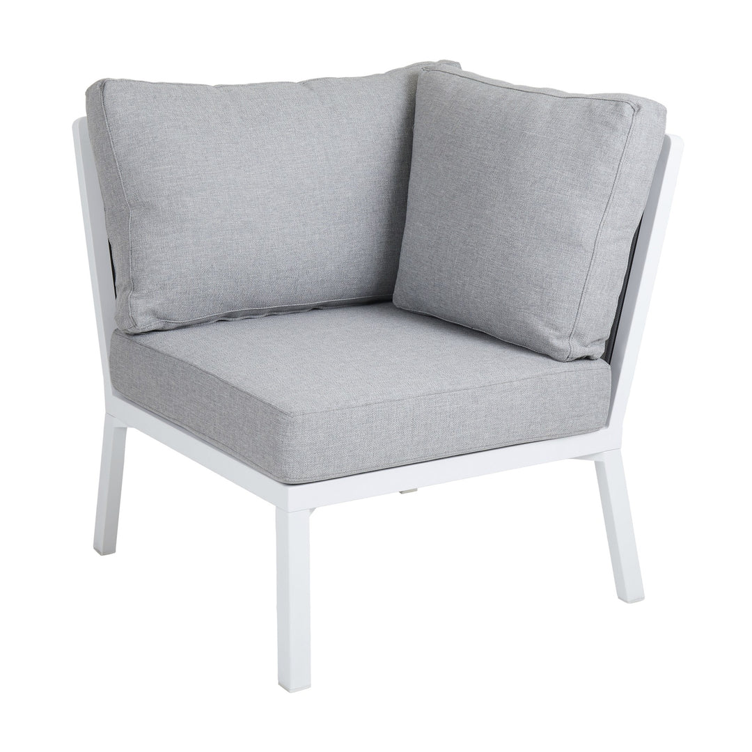 Brafab Samvaro modulsofa med hvit ramme og grå puter
