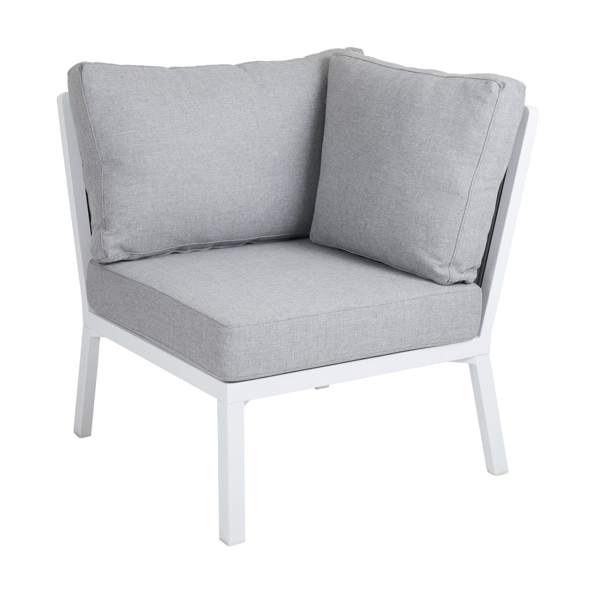 Brafab Samvaro modulsofa med hvit ramme og grå puter