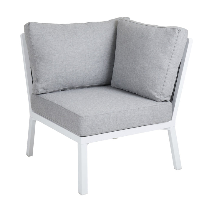 Brafab Samvaro modulsofa med hvit ramme og grå puter