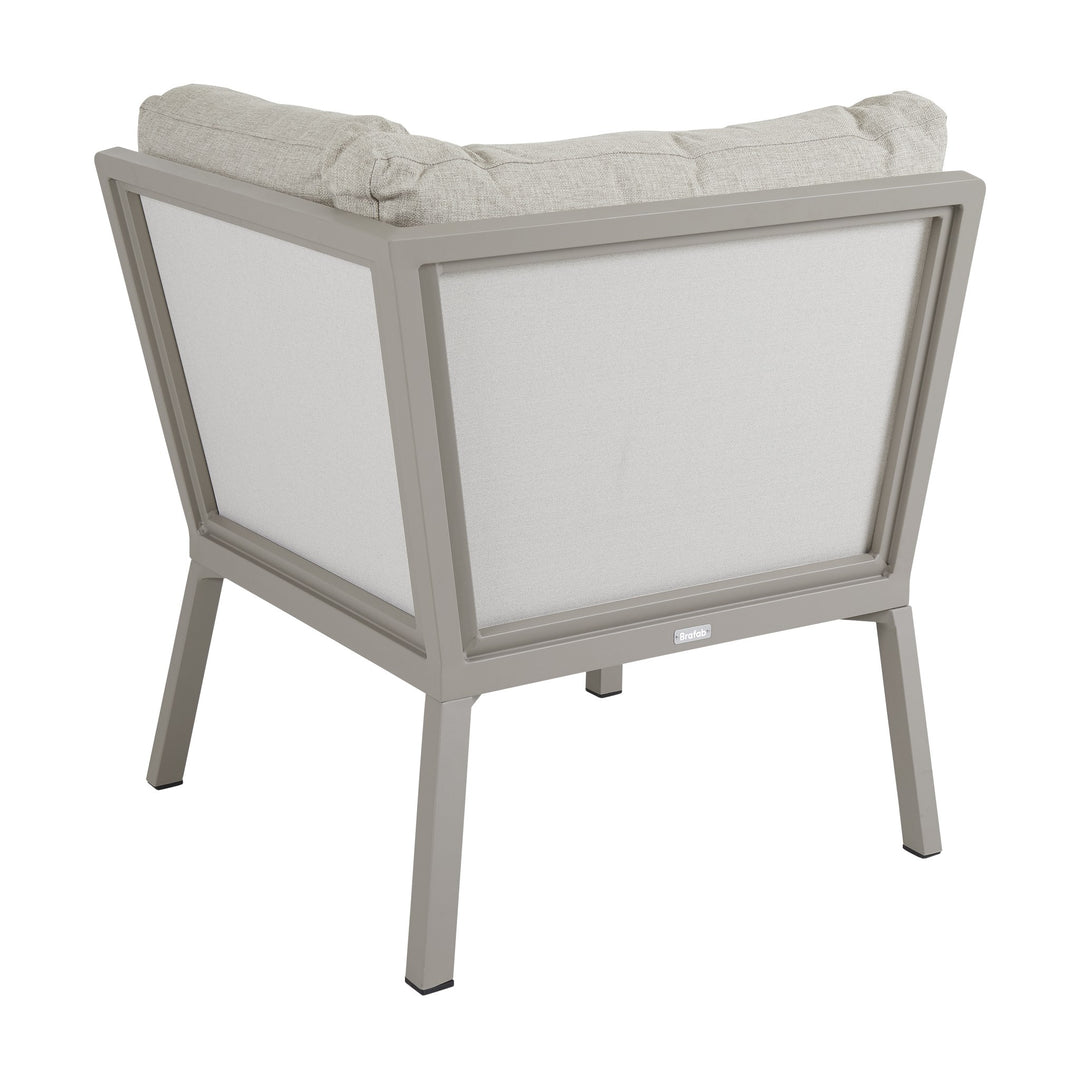 Brafab Samvaro modulsofa, hjørnedel med gråbeige ramme og beige puter, sett bakfra