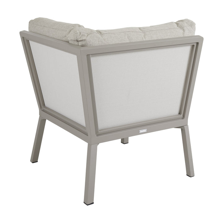 Brafab Samvaro modulsofa, hjørnedel med gråbeige ramme og beige puter, sett bakfra