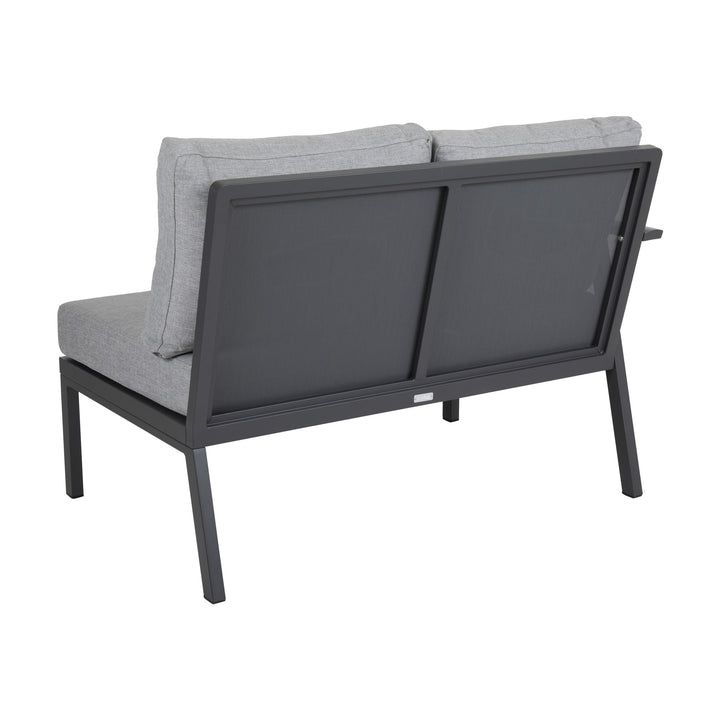 Brafab Samvaro modulsofa, 2-seter med antrasittgrå ramme og grå puter, sett fra siden