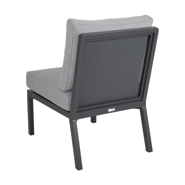 Brafab Samvaro modulsofa, midtdel med antrasittgrå ramme og grå puter, sett bakfra