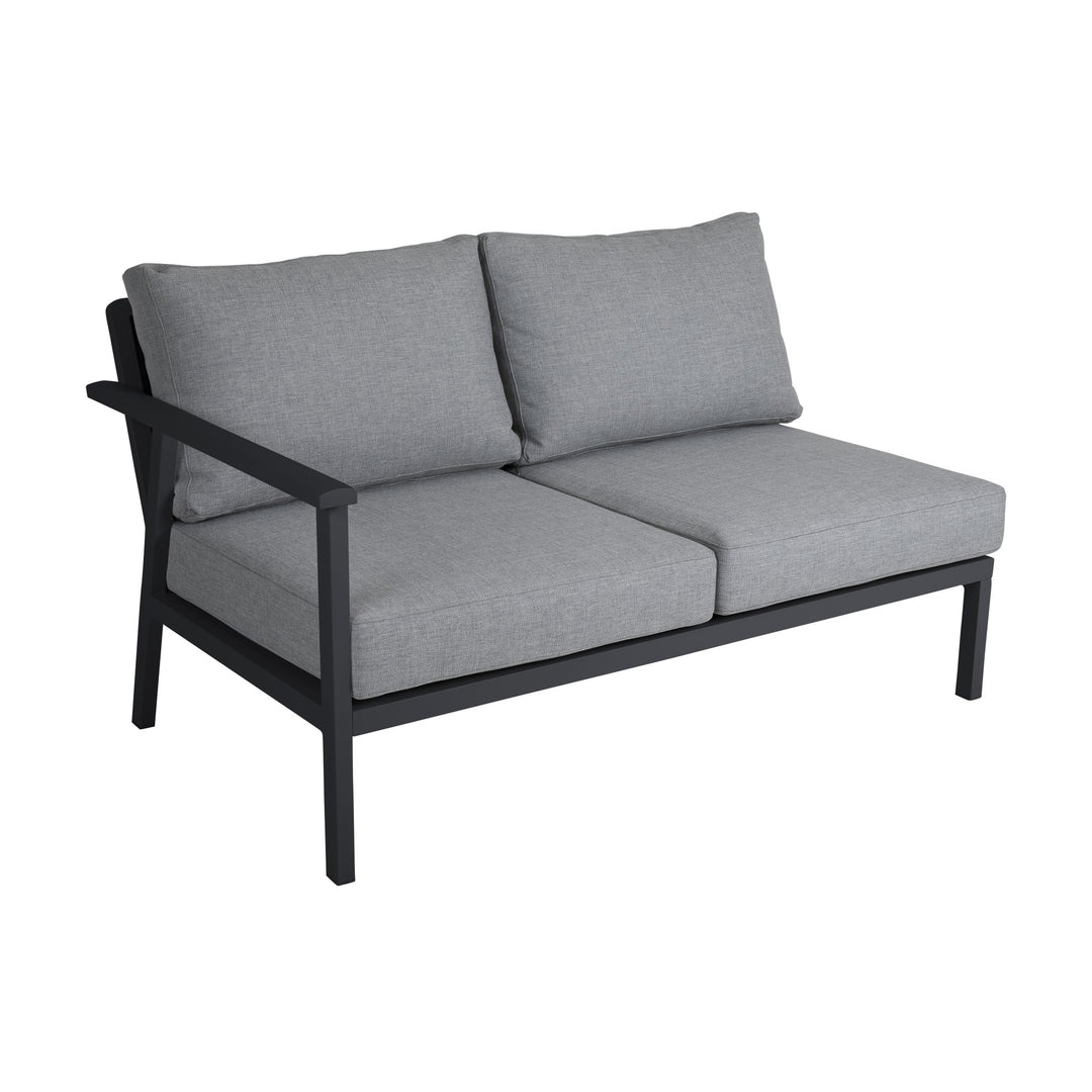 Brafab Samvaro Lounge modulsofa i grått med sort ramme, toseters modul med armlen sett forfra