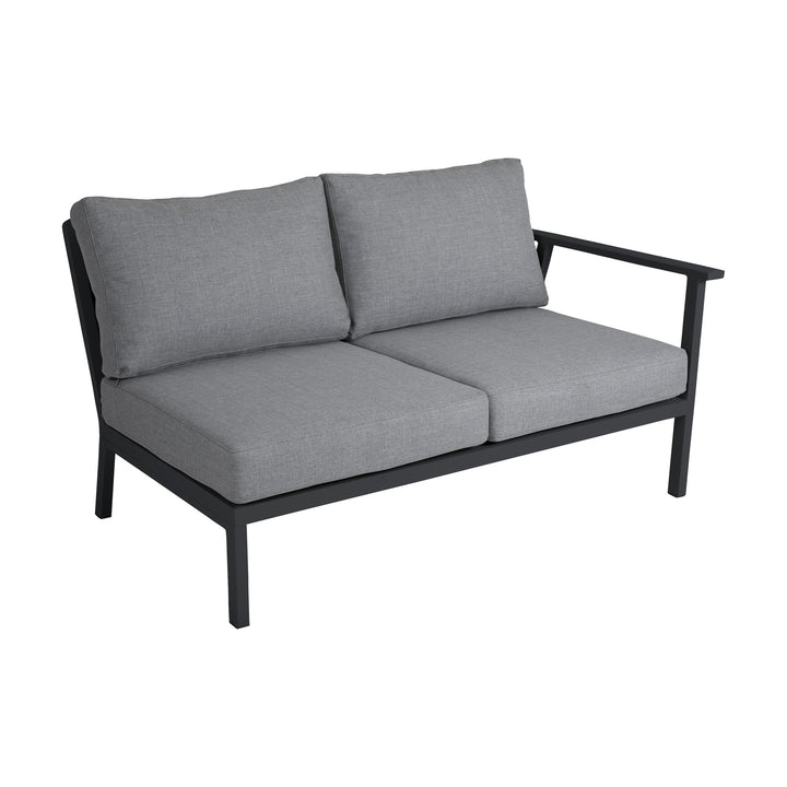 Brafab Samvaro Lounge modulsofa i grått med sort ramme, toseters modul med armlen mot hvit bakgrunn