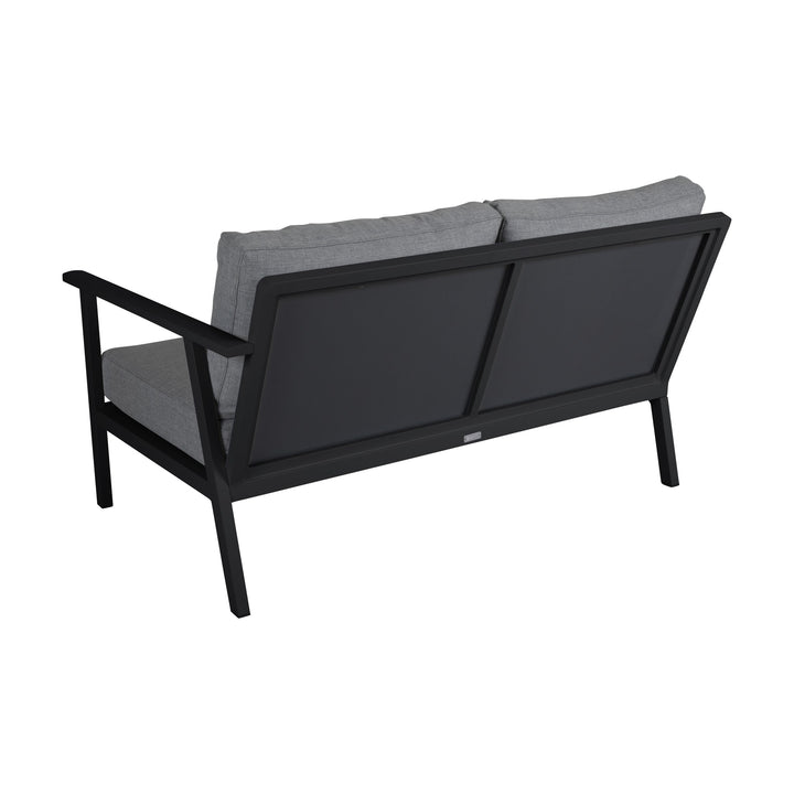 Brafab Samvaro Lounge modulsofa i grått, sort ramme med tekstilenpanel, toseter sett skrått bakfra