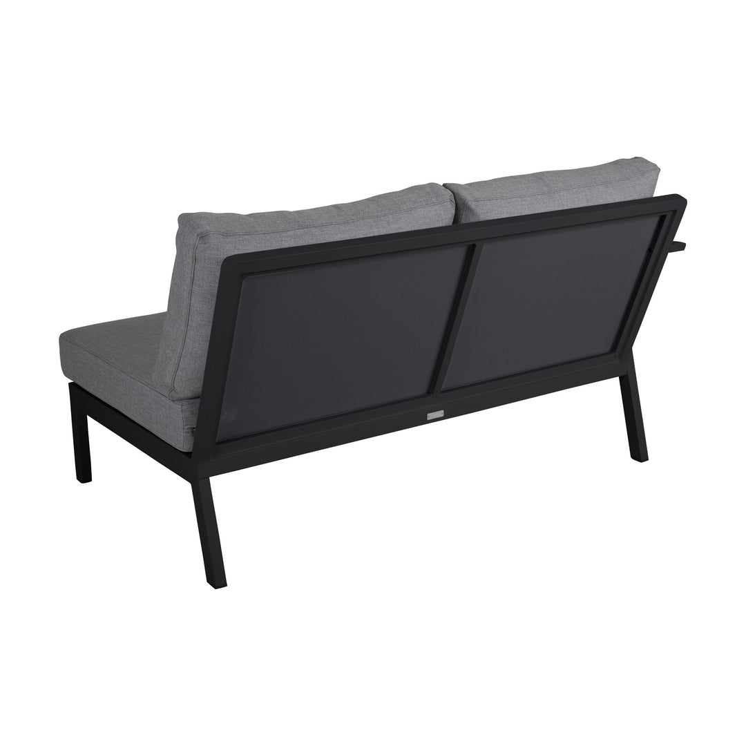 Brafab Samvaro Lounge modulsofa i grått, sort ramme med tekstilenpanel, toseter sett bakfra