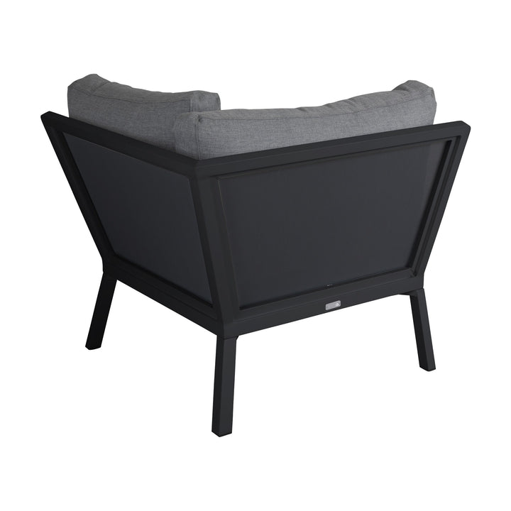 Brafab Samvaro Lounge modulsofa i grått, sort ramme med tekstilenpanel, hjørnedel sett bakfra