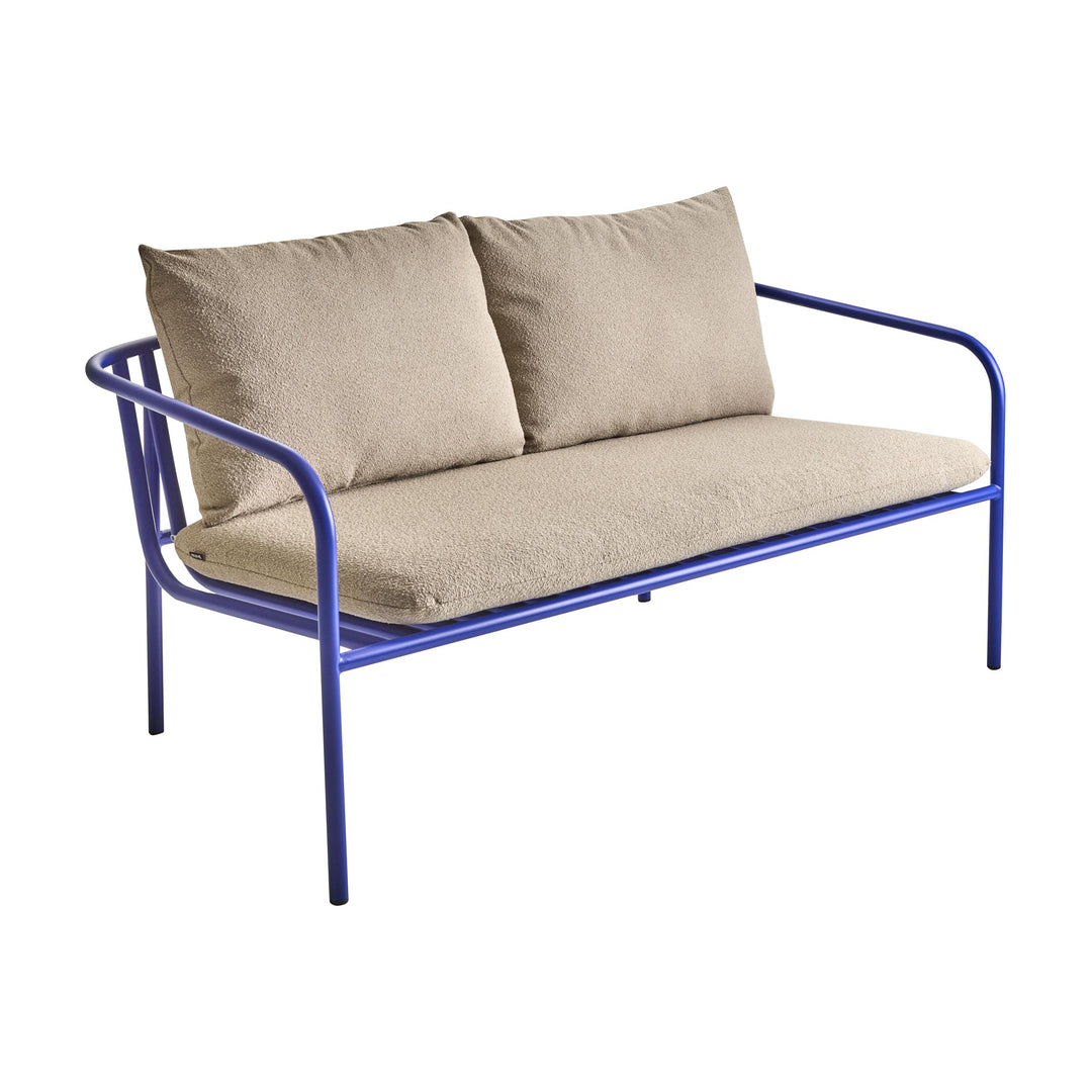 Brafab Bendt sofa i indigoblå metallramme med beige boucléputer
