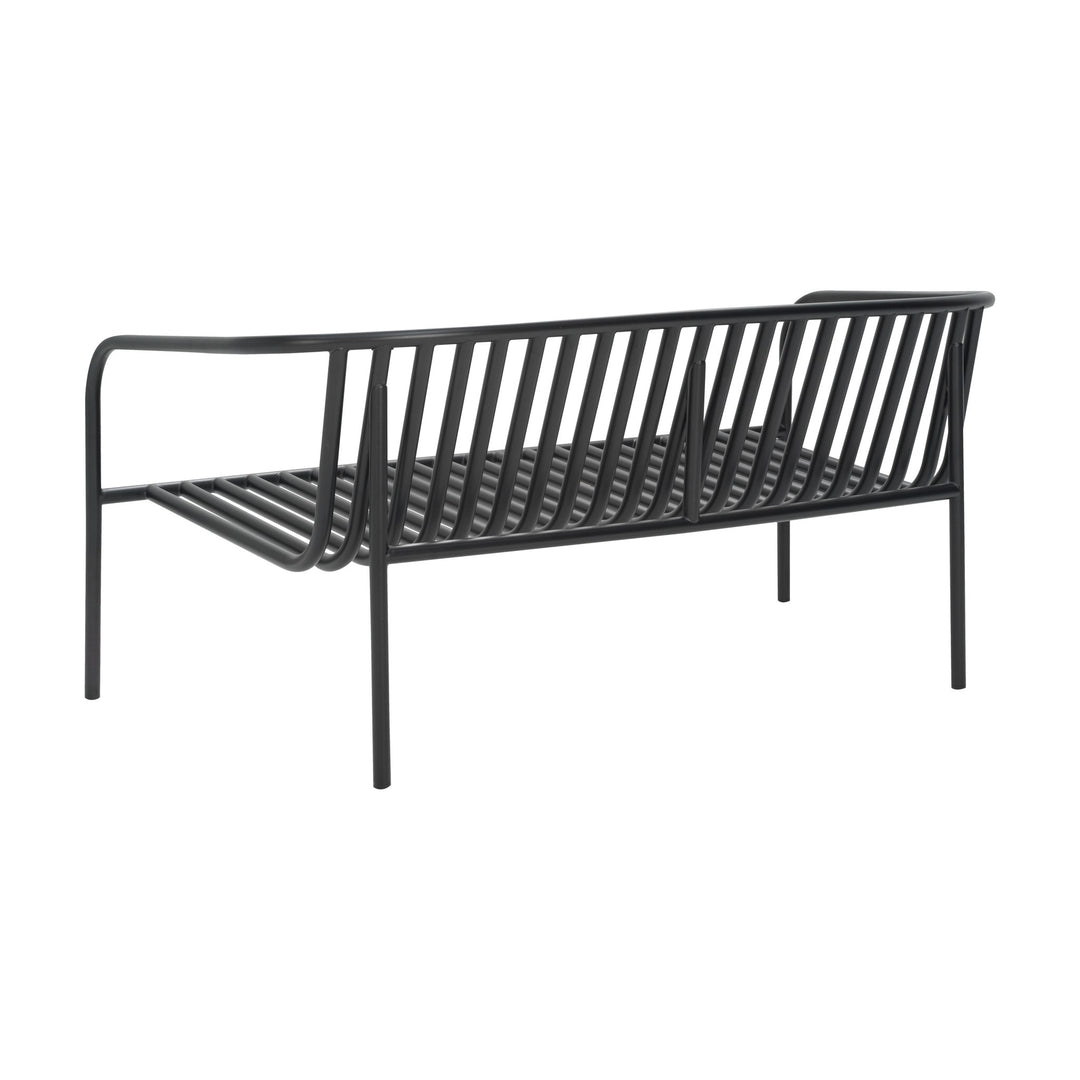 Brafab Bendt sofa, sort metallramme uten puter sett skrått bakfra mot hvit bakgrunn