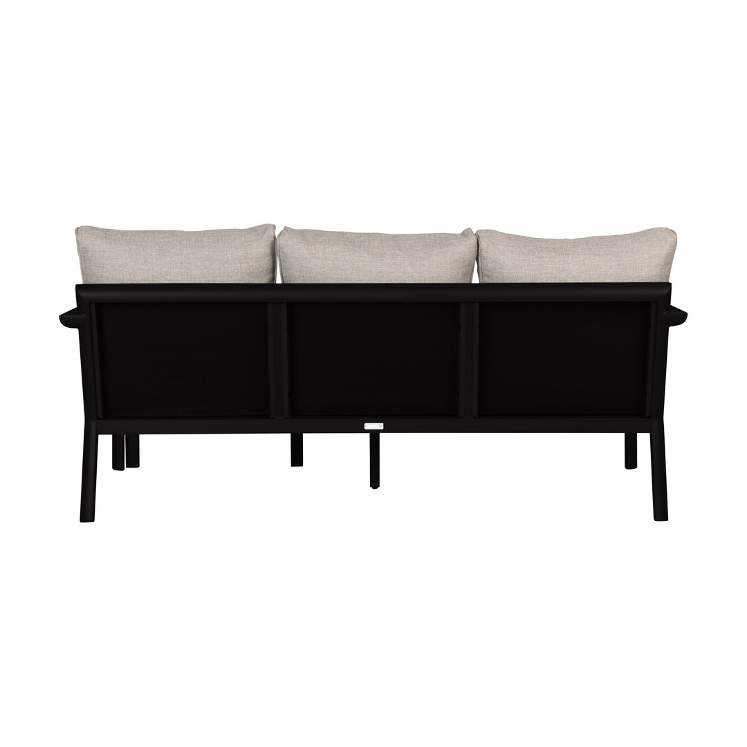 Brafab Delia utesofa i sort, hjørne med lyse beige puter og svart ramme mot hvit bakgrunn