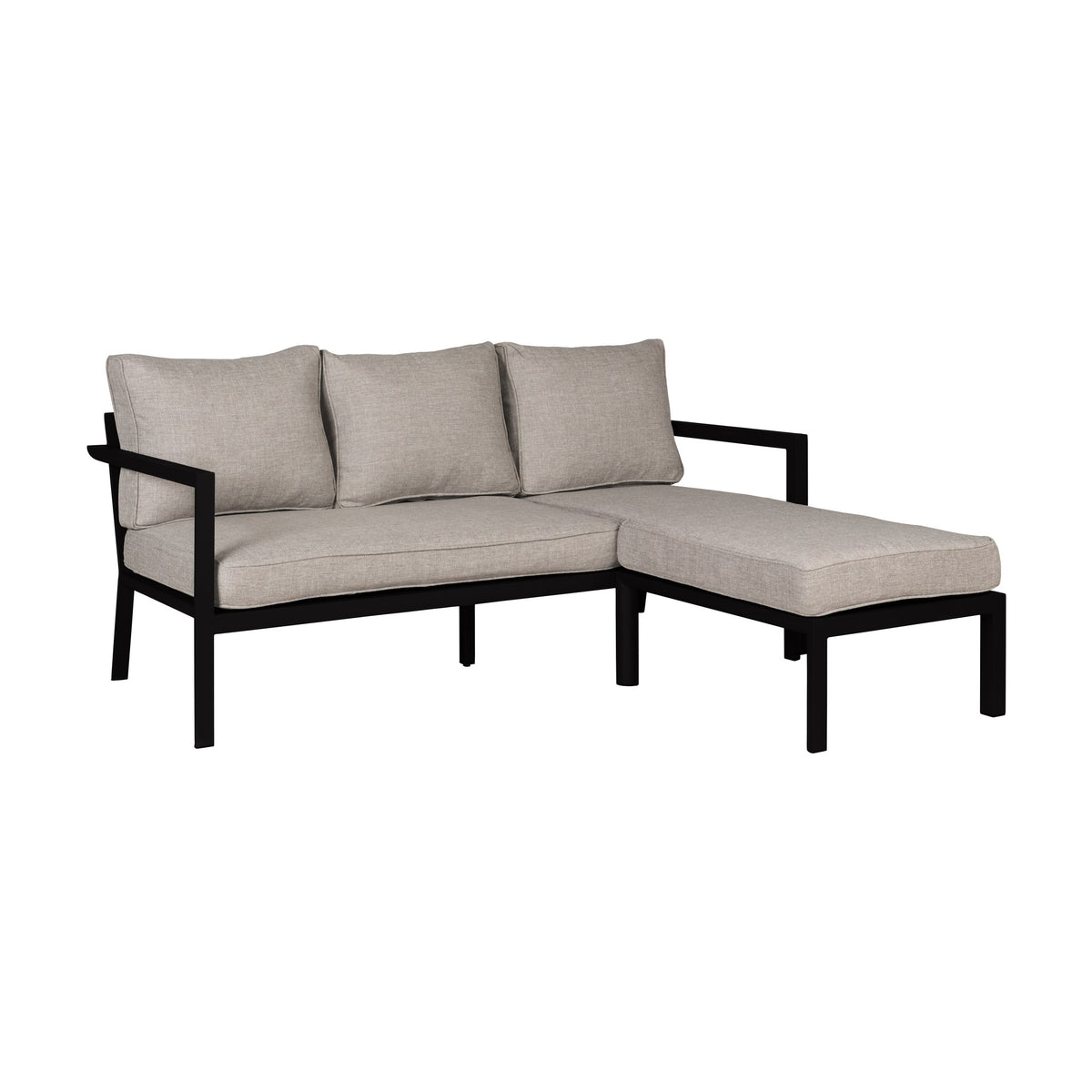 Brafab Delia utesofa med sjeselong i sort med beige puter