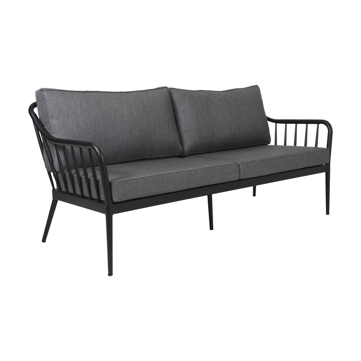 Brafab Coleville utesofa i sort aluminium med spiler og grå puter