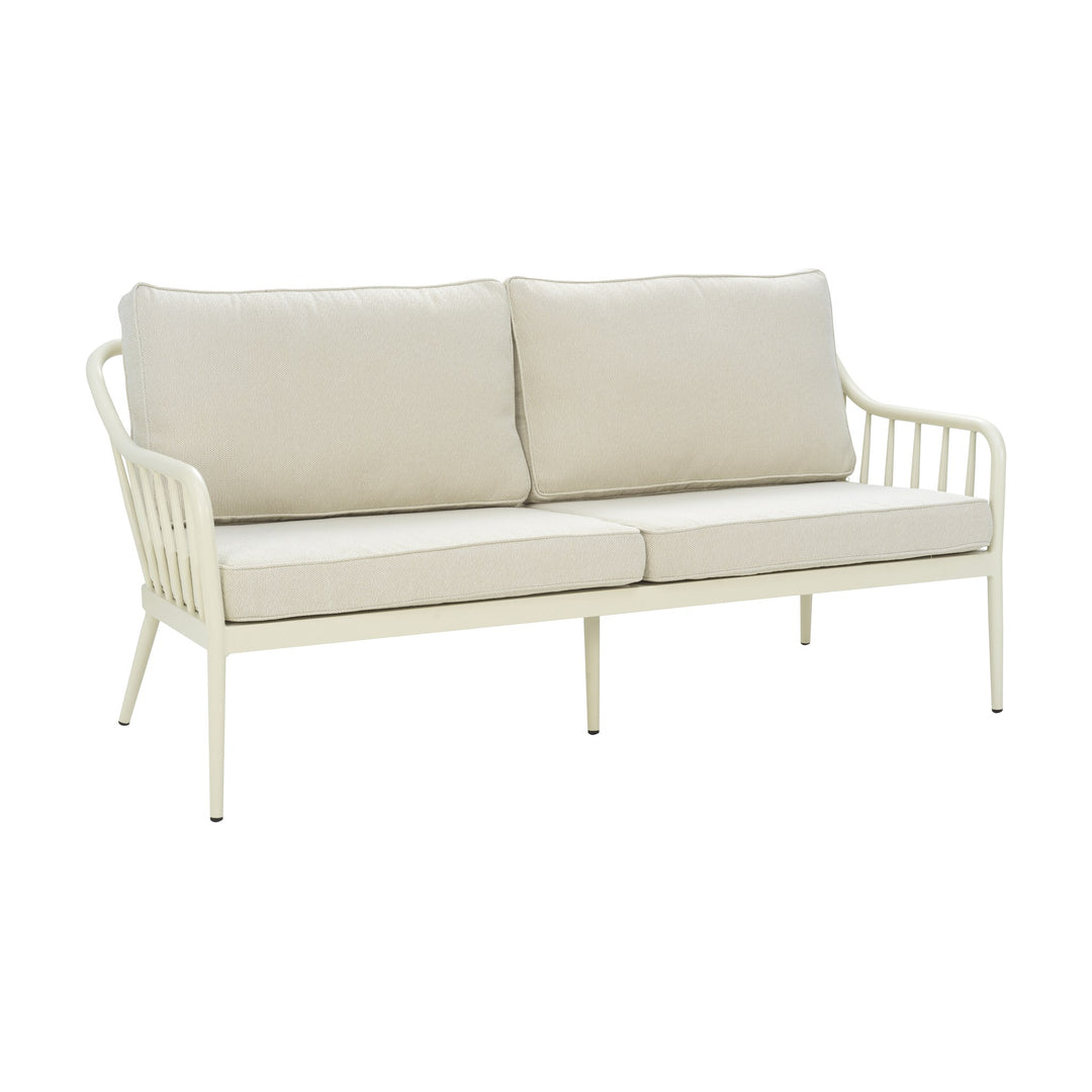 Brafab Coleville utesofa i hvit aluminium med spiler og beige puter