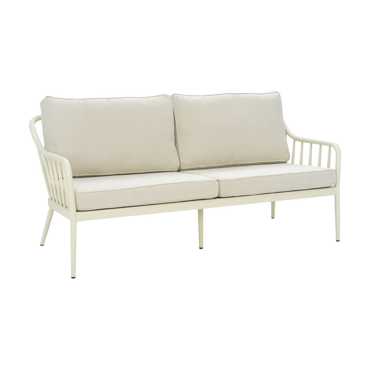 Brafab Coleville utesofa i hvit aluminium med spiler og beige puter