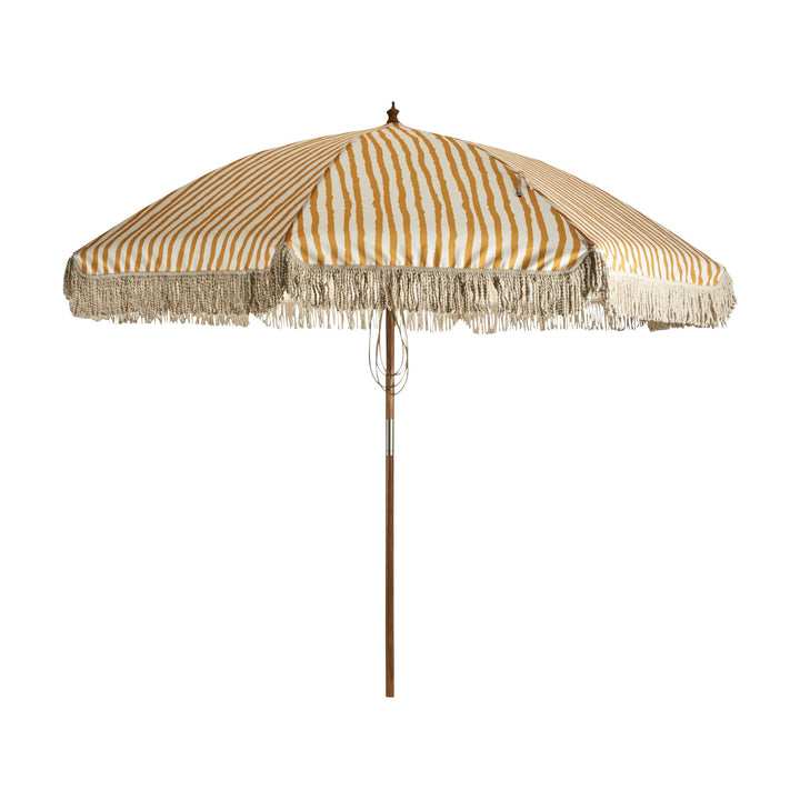 Brafab Gatsby parasoll i gule striper med frynser