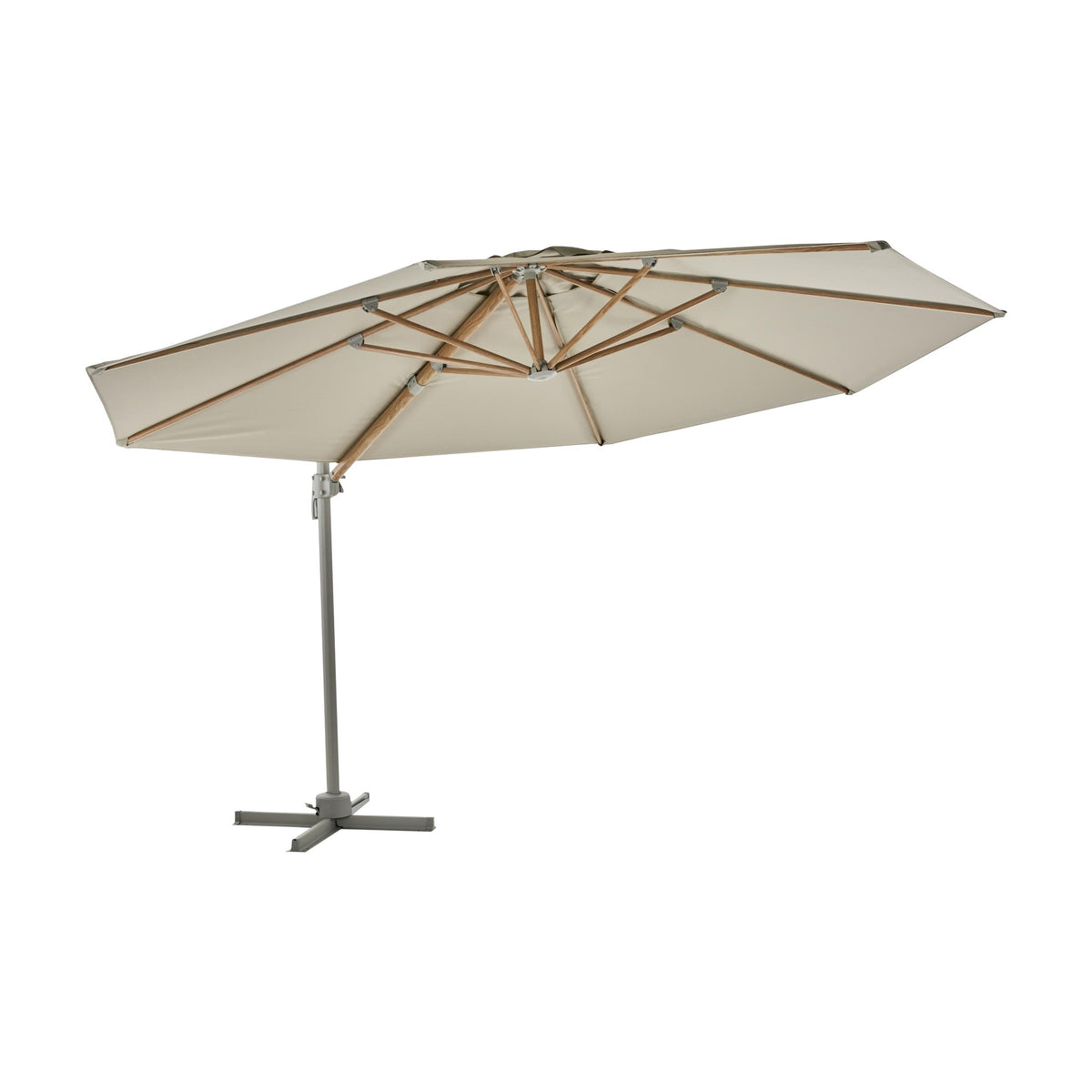 Brafab Luzzi hengeparasoll i beige med spiler i trelook
