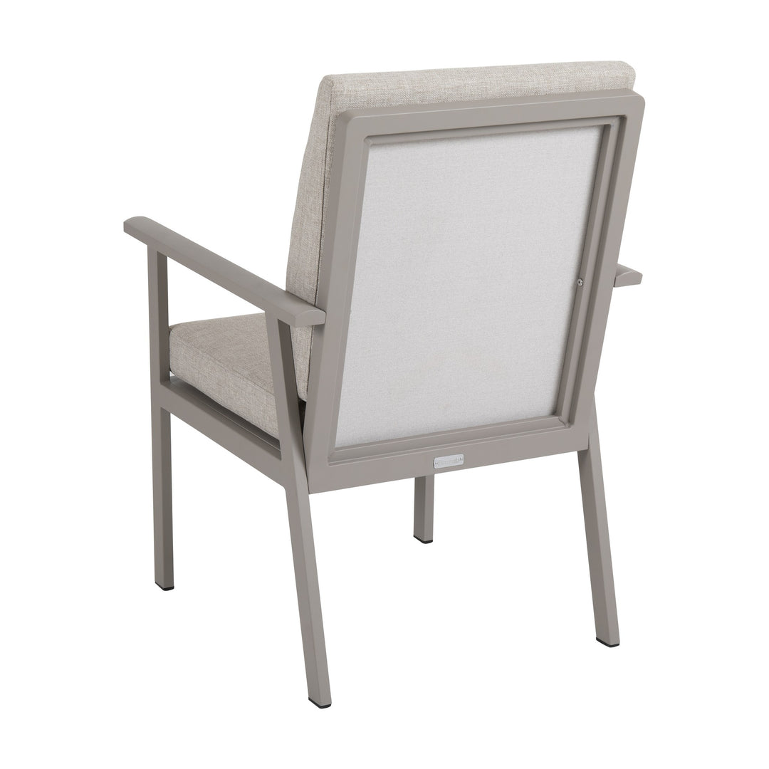 Brafab Samvaro spisestol med gråbeige ramme og beige puter, sett bakfra