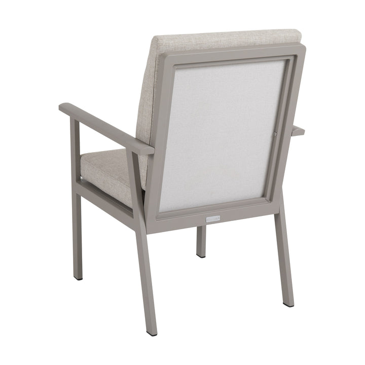 Brafab Samvaro spisestol med gråbeige ramme og beige puter, sett bakfra
