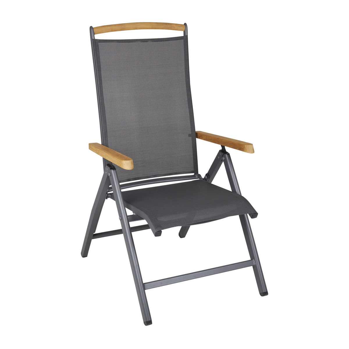 Brafab Andy spisestol i antrasitt med teak armlener