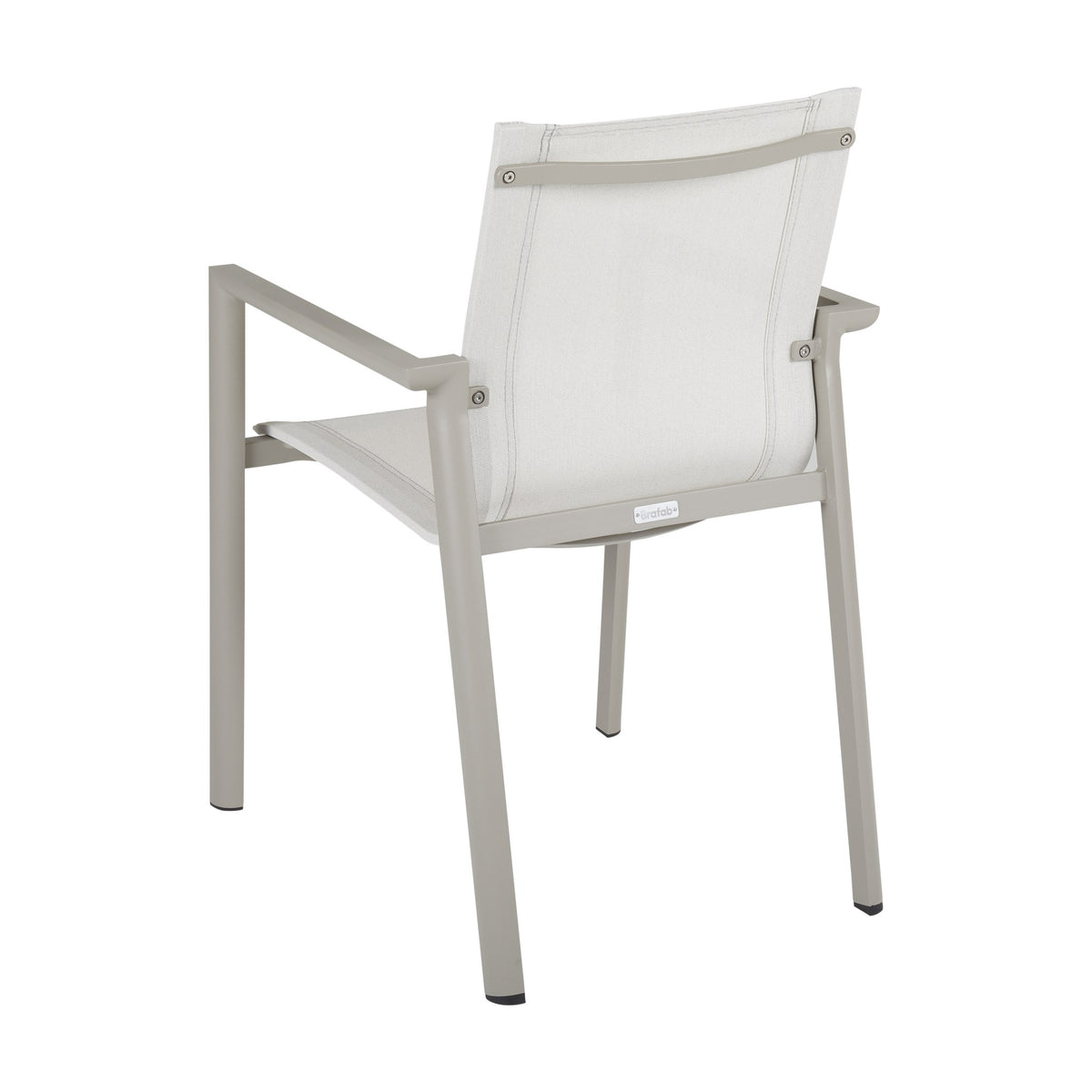 Brafab Delia spisestol sett bakfra, khaki ramme med offwhite tekstilrygg