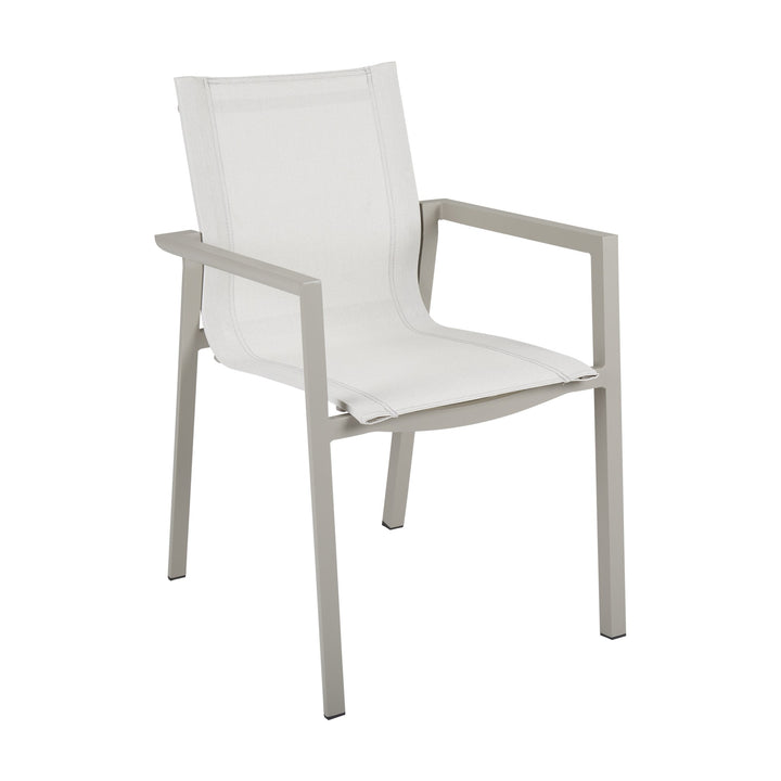 Brafab Delia spisestol i khaki med offwhite tekstilrygg og metallramme