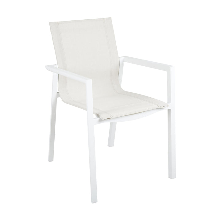 Brafab Delia spisestol i hvit med offwhite tekstilrygg og metallramme