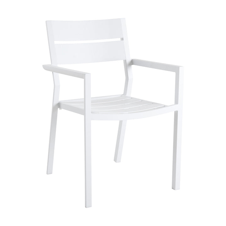 Brafab Delia stablestol i hvit aluminium med armlener