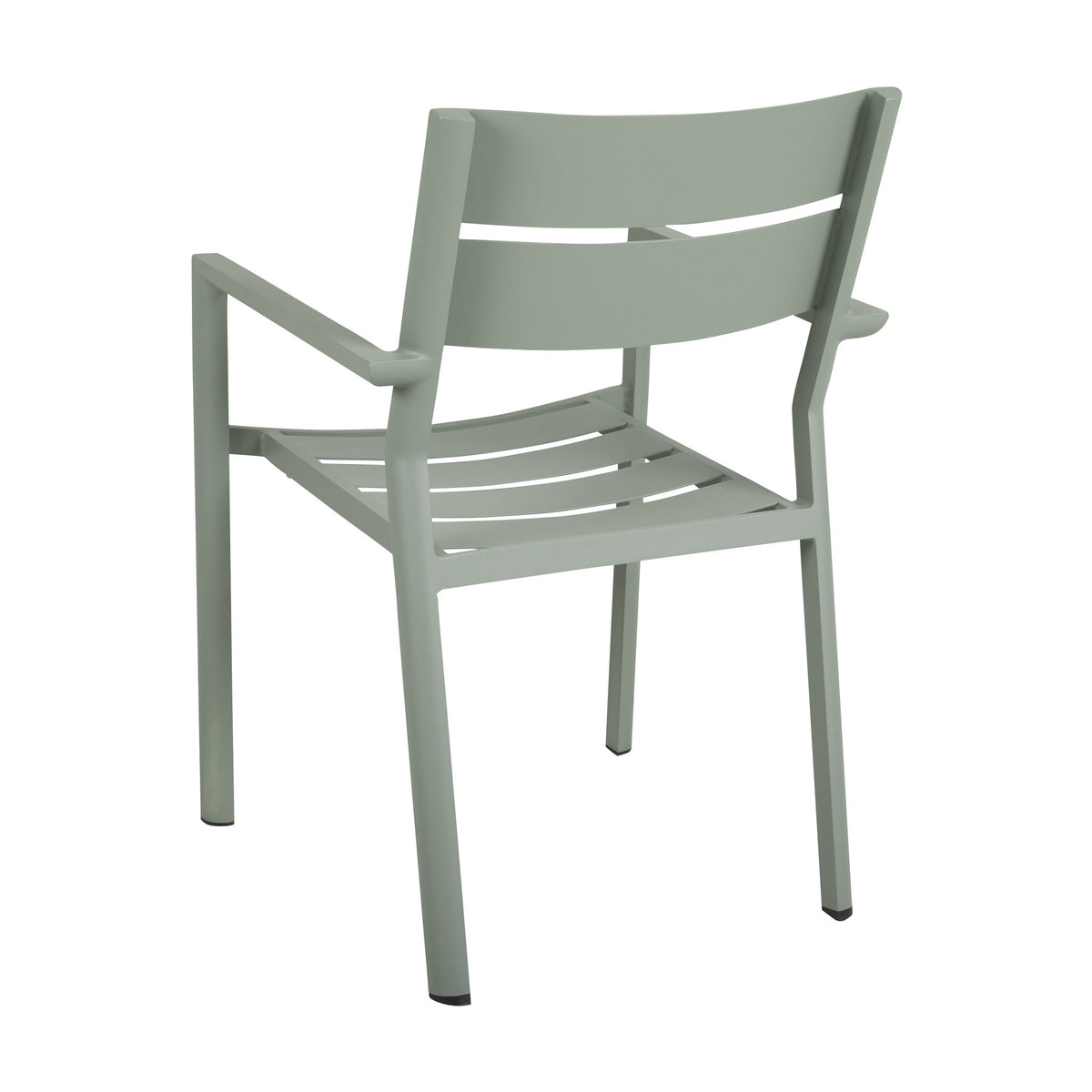 Brafab Delia stablestol i lys grønn aluminium med armlener, sett bakfra.